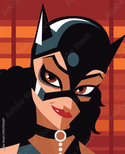 sensual woman with leather cat mask