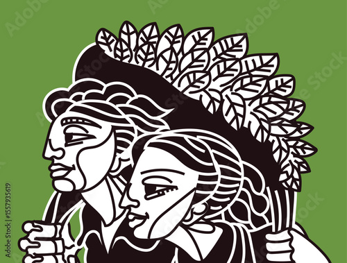 couple of farmers recollecting yerba mate leaf