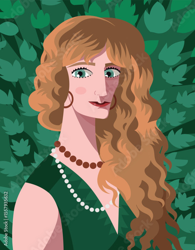 blonde beautiful woman and tree leaves