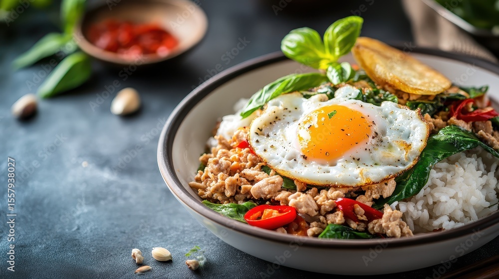 Delicious Stir-Fried Rice With Egg And Fresh Vegetables Delicious Stir-Fried Rice With Egg And Fresh Vegetables