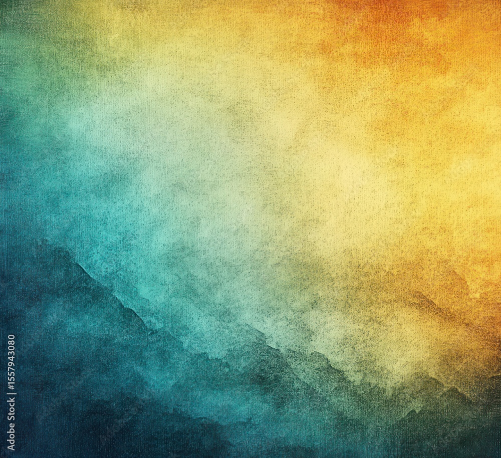 Obraz premium Abstract textured gradient background with dark teal transitioning to warm yellow and orange tones creating a sense of depth and warmth