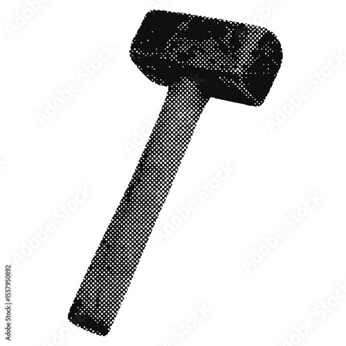 Mallet or hammer halftone grunge vector design element