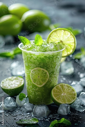 Wallpaper Mural Lime and mint in a smoothie cup Torontodigital.ca