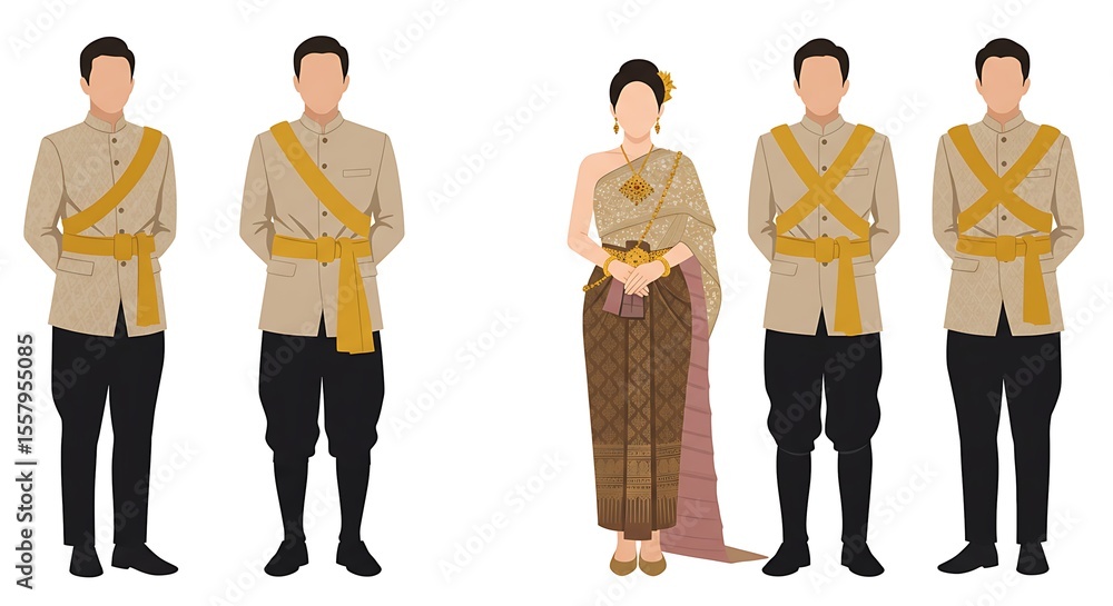 Obraz premium Asian traditional clothing figures