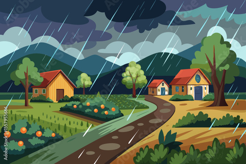Rainy Day in a Rural Village