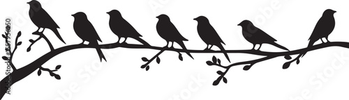 Wallpaper Mural Songbirds on Branches - Elegant Nature Silhouette Design Torontodigital.ca