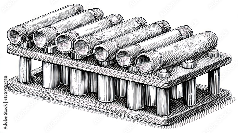 Naklejka premium Metal pipes in a rack