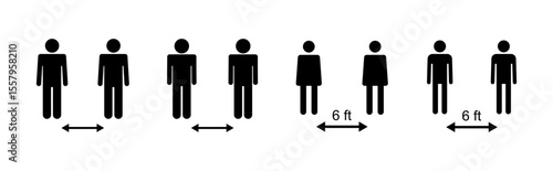 Social distance icon set. social distancing icon. self quarantine sign