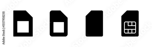 Sim card icon set. dual sim card icon vector