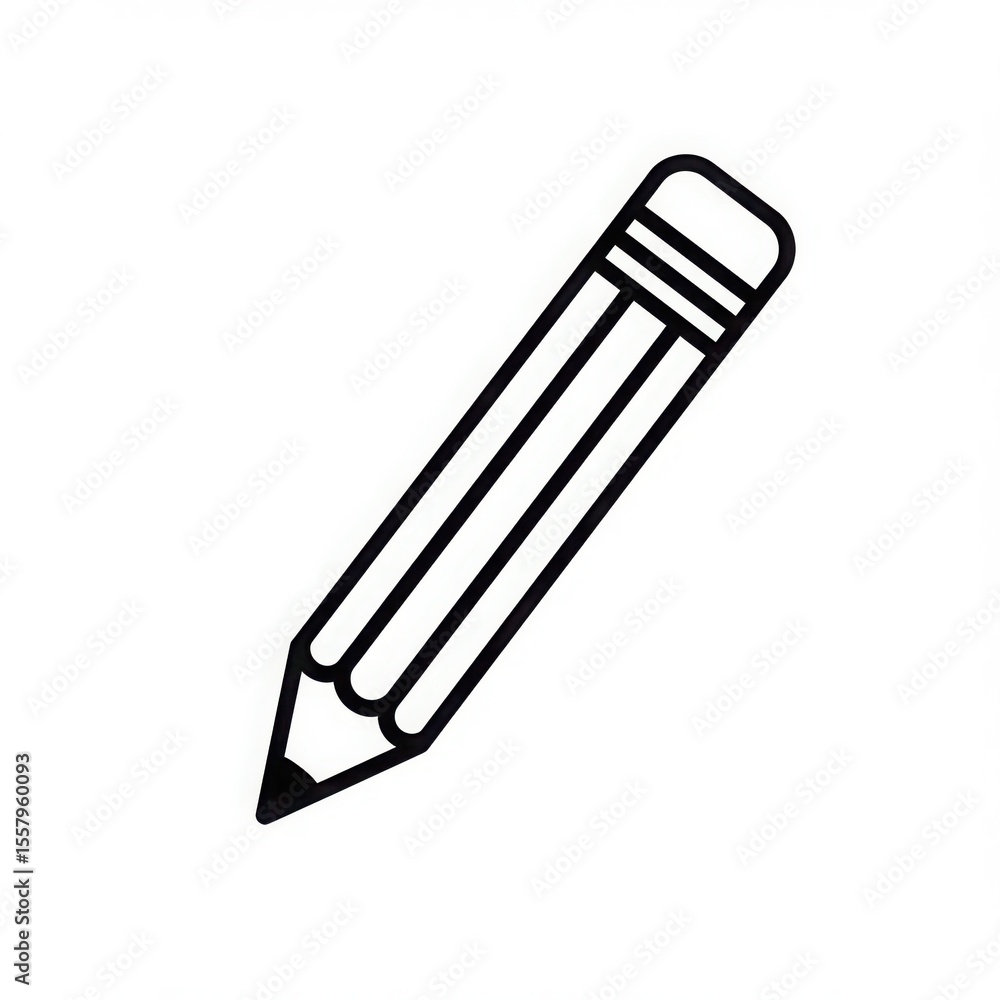 Simple black pencil icon with eraser isolated on white background Simple black pencil icon with eraser isolated on white background