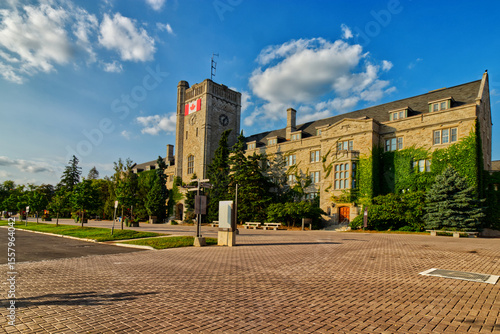 10 Aug 2024 - University of Guelph, ON, Canada. The main administrative building of the university at the golden hour.