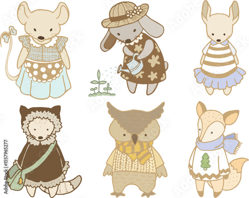 set of animal cartoon character drawing series 4