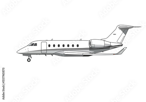 A side view of a private jet