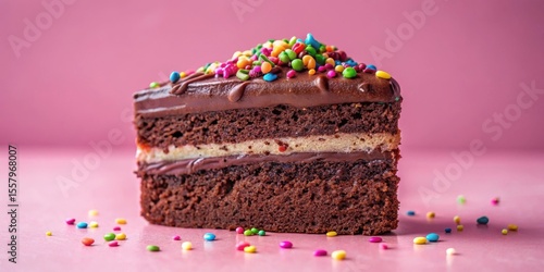 A Delicious Chocolate Layer Cake with Colorful Sprinkles, a Sweet Treat Perfect for Celebrations