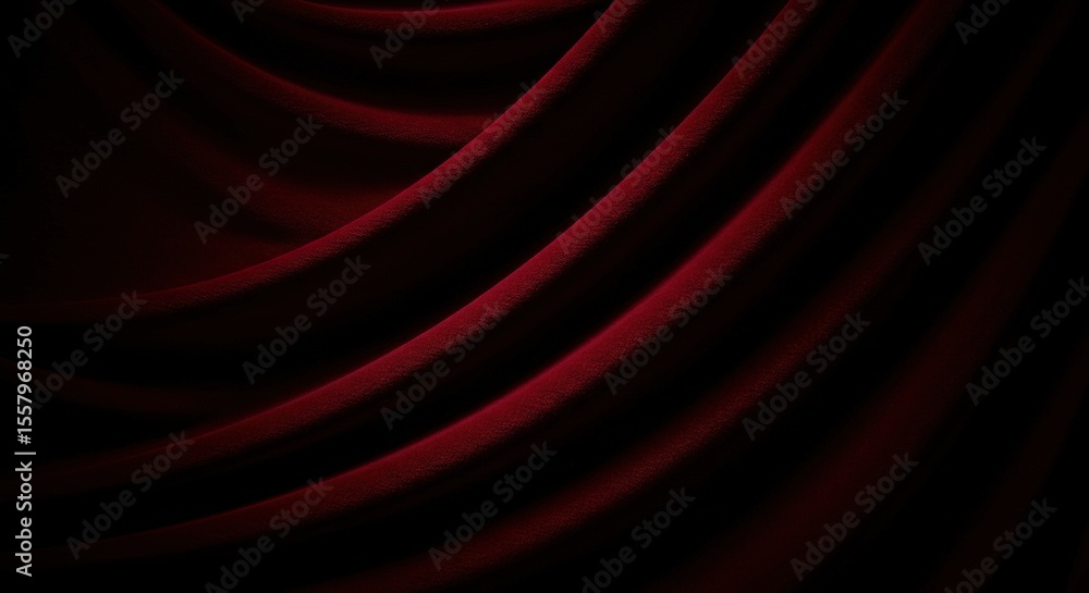 Fototapeta premium Close-up view of deep maroon fabric draped in folds.