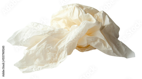 Crumpled and torn folded paper towel isolated on white background 