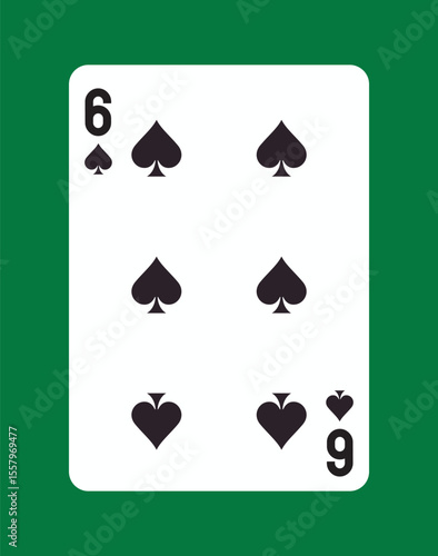 Six of Spades Playing Card Design. Vector illustration