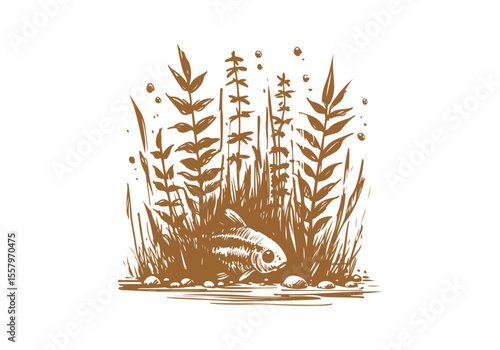 Minnow Fish Hand Drawn Natural Illustration Vector Isolated by AZ for Books, Arts, Design and Decoration Graphic Asset