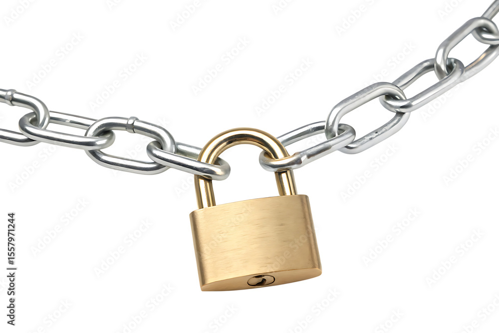 Padlock and chain security concept on isolated background on transparent background Padlock and chain security concept on isolated background on transparent background