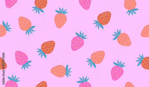 Cute strawberry fruits pattern background vector design