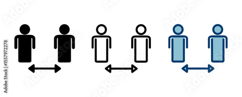 Social distancing icon vector isolated on white background. Keep distance sign. Coronavirus. Social Distancing and Self Quarantine.