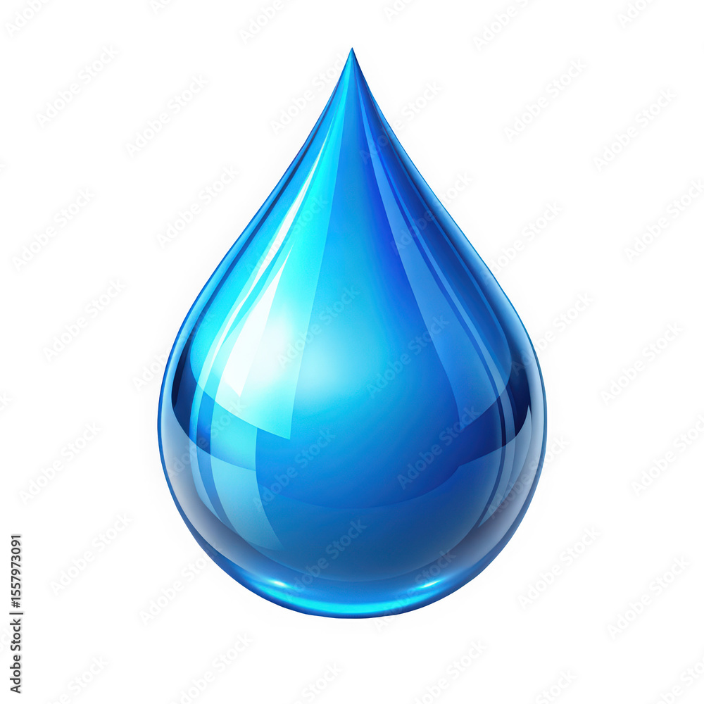 A vibrant blue water droplet with a glossy surface reflecting light, symbolizing purity and freshness in design. A vibrant blue water droplet with a glossy surface reflecting light, symbolizing purity and freshness in design.