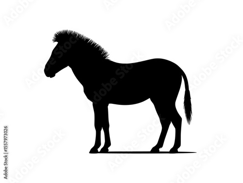 donkey silhouette isolated on white , a silhouette of a donkey standing in profile on a white background
