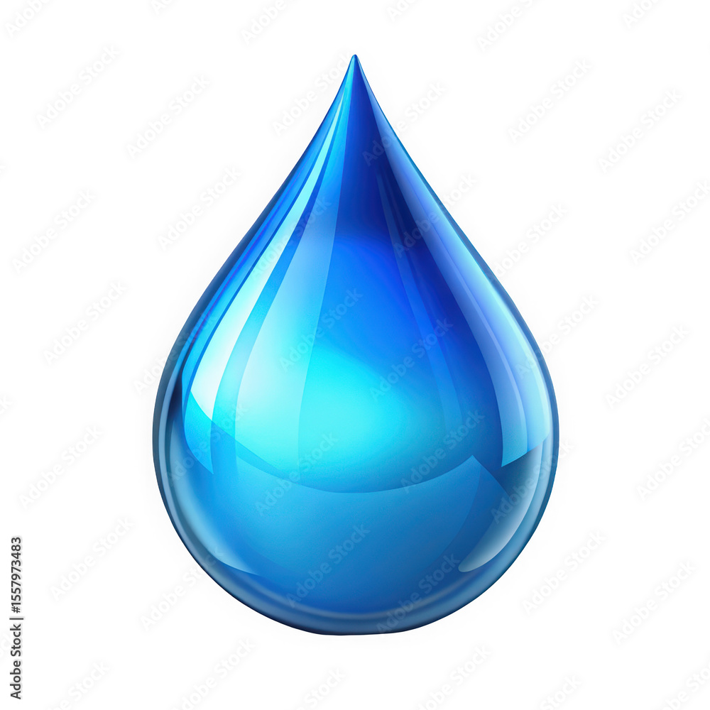 A vibrant blue water droplet with a glossy finish, reflecting light and showcasing its smooth surface. The droplet exudes freshness and purity, ideal for various design uses. A vibrant blue water droplet with a glossy finish, reflecting light and showcasing its smooth surface. The droplet exudes freshness and purity, ideal for various design uses.