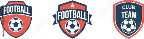 Collection of Red and Blue Football Logos for Clubs and Teams


