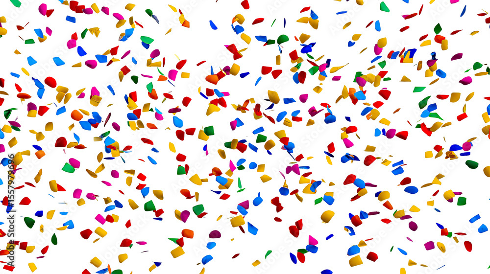 Obraz premium Confetti Shower: A vibrant cascade of confetti, each piece bursting with color and potential, symbolizes joy, celebration, and the excitement of new beginnings. 