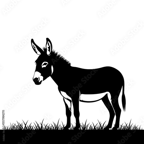 a donkey standing in the grass  , donkey in grass , silhouette of a donkey  on transparent background , ai , eps , jpg , png