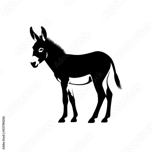 donkey silhouette vector , A silhouette of a donkey standing on a white background looking left on transparent background , ai , eps , jpg , png