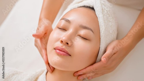 フェイシャルエステで癒される女性の動画