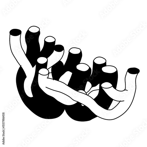 A black and white icon of the Smooth Endoplasmic Reticulum (SER). This illustration shows a network of interconnected tubules, characteristic of the smooth ER