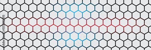White 3d hexagonal technology vector abstract background. Blue bright energy flashes under hexagon in modern technology futuristic background vector illustration. White honeycomb texture grid.