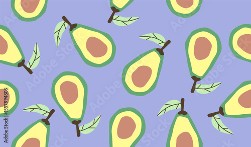 Cute avocado fruits pattern background vector design