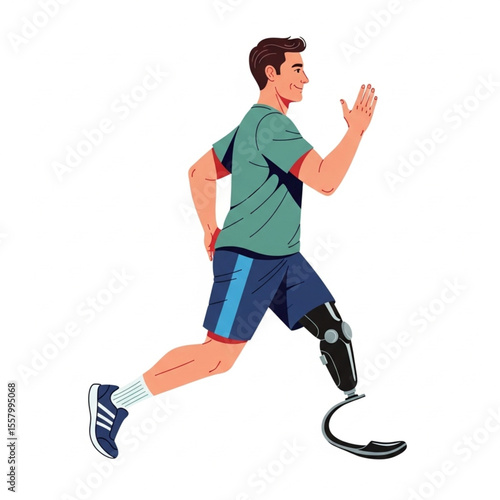  Man with Prosthetic Legs Running – Dynamic Motion Illustration