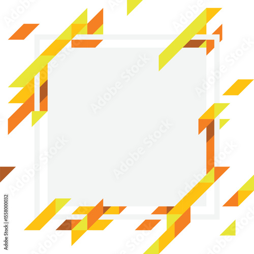 Fractal Geometric Frames, Stylish Backgrounds, Yellow / フラクタルな幾何学模様を纏ったフレーム素材 スタイリッシュな背景 黄色