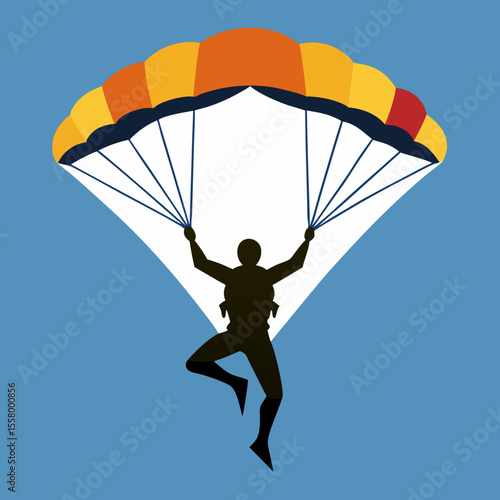 Thrilling Skydive Adventure A Dynamic Vector Illustration of a Parasailor in Mid-Air