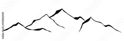 Mountain vector drawing, line art vector, minimalism, isolated on white background