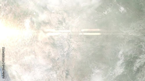 Earth zoom in from space and focus on Pueblo, Colorado, USA. Background for travel intro or blog. Satellite view. 3D style Animation. Images from NASA.