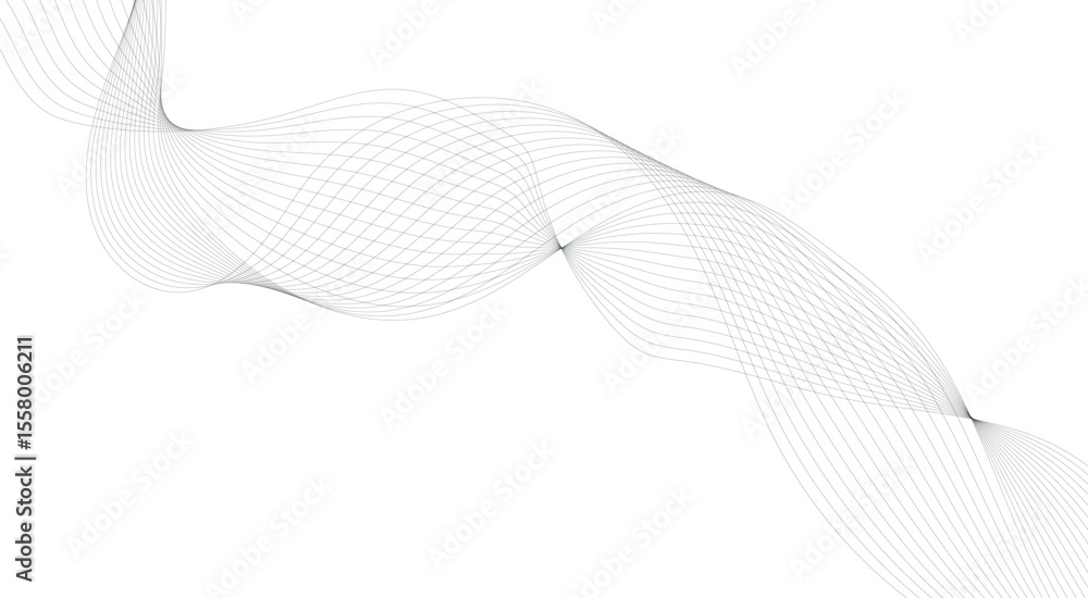 Fototapeta premium Grey wavy curve line technology concept background. Frequency soundwave backdrop. Business curve lines on transparent background. Modern background design.