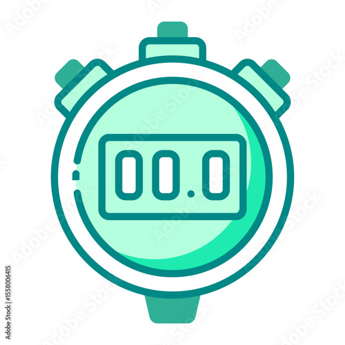 stopwatch green filled line icon for basketball training and timing use