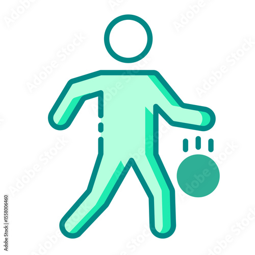 dribble green filled line icon for basketball control and player move