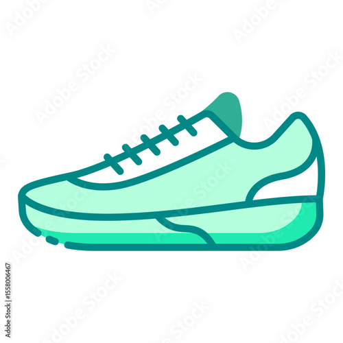 basketball sneaker green filled line icon for court gear and footwork