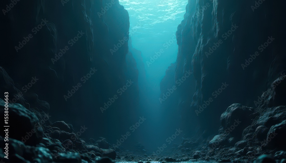 Obraz premium Mysterious underwater canyon scene