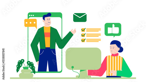 Concept showcasing virtual messaging and encouraging comments. Ideal for marketing campaigns, social media posts, websites, and blogs.