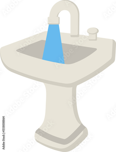 Sink With Running Water Flat Icon