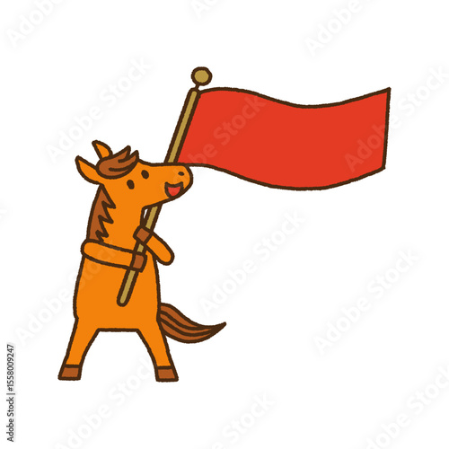 2026年 令和八年 午年 年賀 旗 馬 キャラクターイラスト