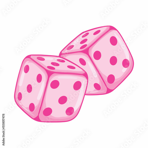 illustration art hand drawn pink cottage dice sticker design